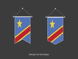 bandera de la república del congo en varias formas, vector de banderín de bandera de fútbol, ilustración vectorial.