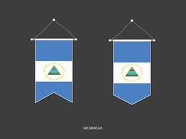 Nicaragua flag in various shape, Soccer Flag Pennant Vector ,Vector illustration.