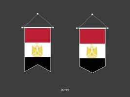 bandera de egipto en varias formas, vector de banderín de bandera de fútbol, ilustración vectorial.