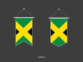 bandera de jamaica en varias formas, vector de banderín de bandera de fútbol, ilustración vectorial.