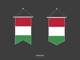 Hungary flag in various shape, Soccer Flag Pennant Vector ,Vector illustration.