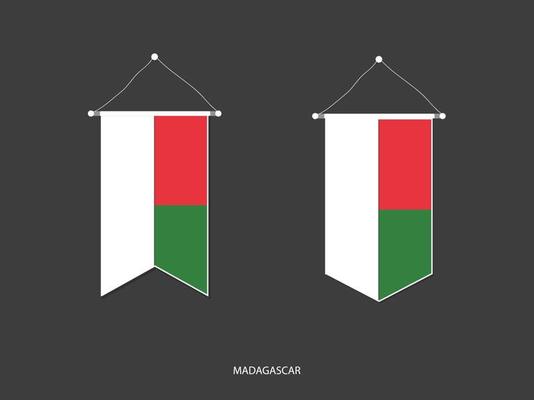 Madagascar flag in various shape, Soccer Flag Pennant Vector ,Vector illustration.
