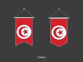 Tunisia flag in various shape, Soccer Flag Pennant Vector ,Vector illustration.