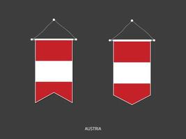 bandera de austria en varias formas, vector de banderín de bandera de fútbol, ilustración vectorial.