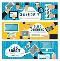 Cloud computing, data storage and security banner