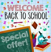 Back to school sale special offer poster design vector