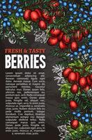 Vector sketch poster of natural forest berries