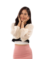 Portrait of a smiling asian woman cutout, Png file