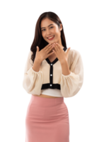 Portrait of a smiling asian woman cutout, Png file