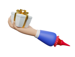 cartoon hands holding gift box isolated. 3d illustration or 3d render png