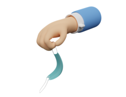 Doctor cartoon hands holding face mask isolated. 3d illustration or 3d render png