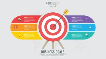 Target with six steps to your goal infographic template for web, business, presentations. vector