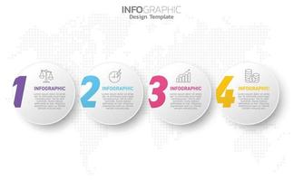 Infographic template with number 1 to 4 steps . vector