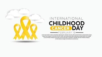 pancarta de concientización sobre el cáncer infantil con el símbolo de la cinta amarilla. vector