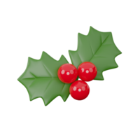 Holly, Christmas and happy new year, decorations. 3D rendering png