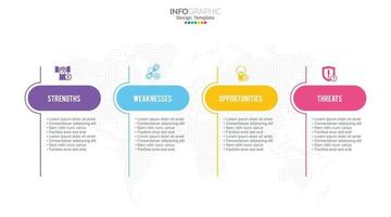 SWOT chart with concept of strengths, weaknesses, threats and opportunities of company. vector