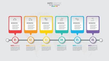 objetivo con seis pasos para la plantilla infográfica de su objetivo para web, negocios, presentaciones. vector