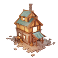 Medieval style 3d house png