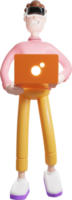 man standing 3d character hold a notebook png