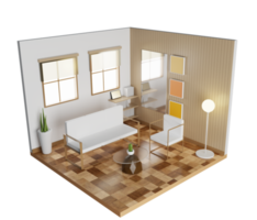 ilustração 3d interior da sala de estar isométrica png