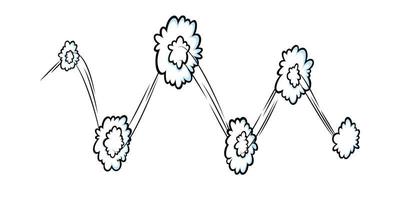 Comic speed effect with clouds. Comic clouds with motion trail lines. Vector illustration