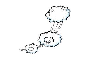 efecto de velocidad cómica con nubes. nubes cómicas con líneas de rastro de movimiento. ilustración vectorial vector