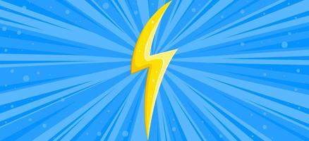 Lightning banner with yellow flash. Comic style ligntning background. Vector illustration