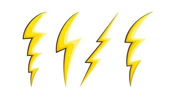 Electric lightnings and flashes in comic style, symbol of speed. Cartoon lightnings set. Vector illustration