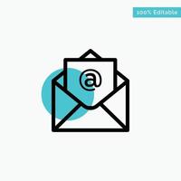 Email Mail Open turquoise highlight circle point Vector icon