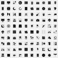 Set of 100 Universal Solid Icons vector