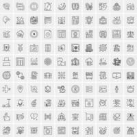 paquete de 100 iconos de líneas universales para móviles y web vector