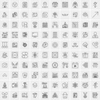 paquete de 100 iconos de líneas universales para móviles y web vector