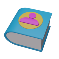 Das blaue 3D-Icon-Kontaktbuch, perfekt als zusätzliches Element in Ihrem Design png