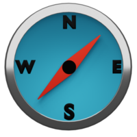 icono de brújula 3d color azul, perfecto para usar como elemento adicional en su diseño png