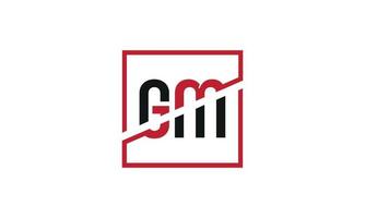 GM logo design. Initial GM letter logo monogram design in black and red color with square shape. Pro vector