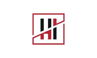 HI logo design. Initial HI letter logo monogram design in black and red color with square shape. Pro vector