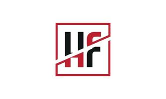 diseño de logotipo hf. diseño inicial del monograma del logotipo de la letra hf en color negro y rojo con forma cuadrada. vector profesional