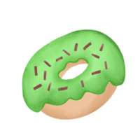 green chocolate donut with brown sprinkles illustration png