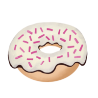 chocolate donut with pink sprinkles illustration png