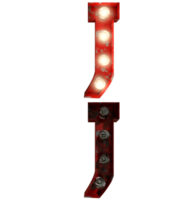 Red rusty light bulb letters in ON and OFF state the character J png