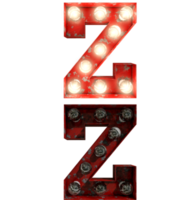 Red rusty light bulb letters in ON and OFF state the character Z png