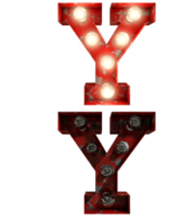 letras de lâmpada vermelha enferrujada dentro e fora indicam o caractere y png