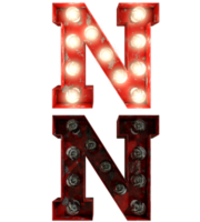 Red rusty light bulb letters in ON and OFF state the character C png