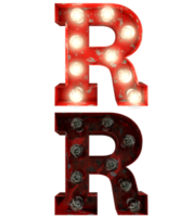 bombilla de luz roja oxidada letras encendidas y apagadas indican el carácter r png