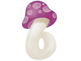 Number Mushroom in watercolor png