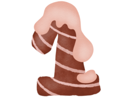 Chocolate Number in Watercolor png