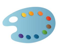 symbole d'icône de palette. objet de retour à l'école dans un objet d'art en papier. png