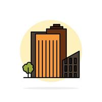 edificio construir dormitorio torre inmobiliaria círculo abstracto fondo color plano icono vector