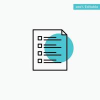 Checklist Check File List Page Task Testing turquoise highlight circle point Vector icon