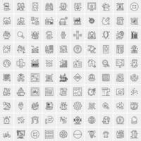 paquete de 100 iconos de líneas universales para móviles y web vector